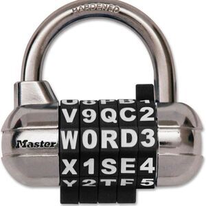 NWT Master Lock Padlock Set Your Own WORD Combination Lock Black 1534DBLK